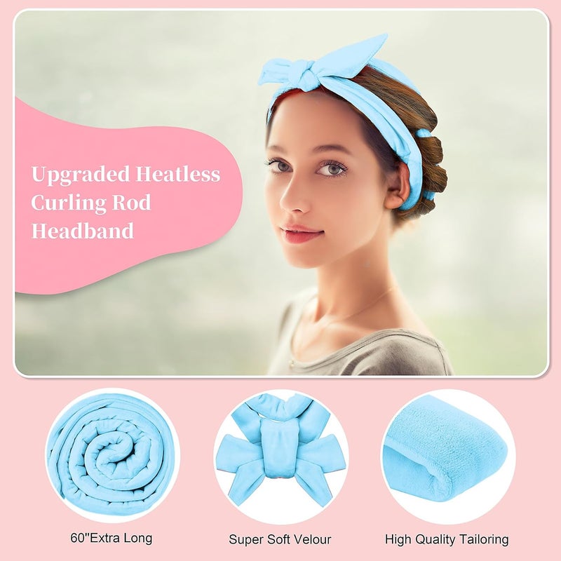 Flylipu Heatless Curling Rod Headband, Upgraded 60" Extra Long Heatless Curls Headband Soft Hair Curlers to Sleep In Hair Rollers No Heat Curls (Blue) - Image 5